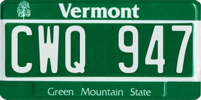 VT license plate CWQ947