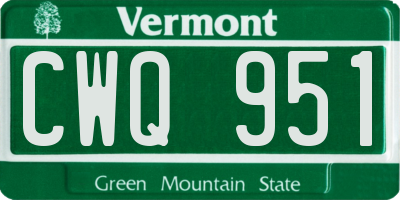 VT license plate CWQ951