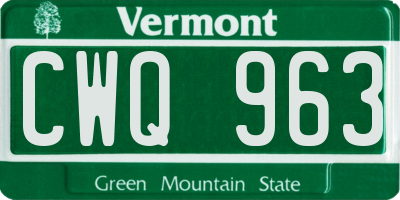 VT license plate CWQ963