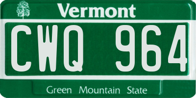 VT license plate CWQ964