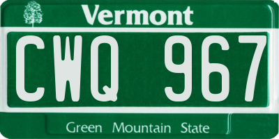 VT license plate CWQ967