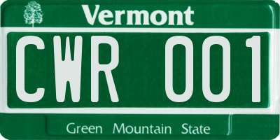 VT license plate CWR001