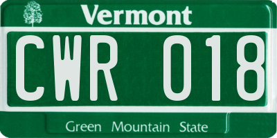 VT license plate CWR018