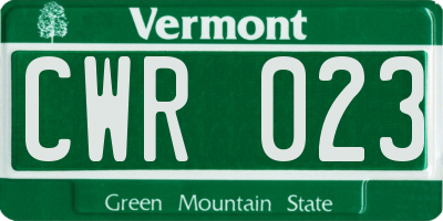 VT license plate CWR023