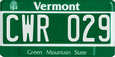 VT license plate CWR029
