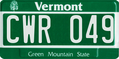 VT license plate CWR049