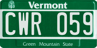 VT license plate CWR059