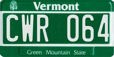 VT license plate CWR064