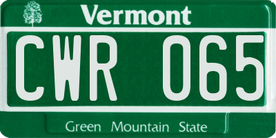 VT license plate CWR065