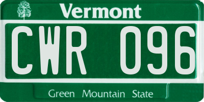 VT license plate CWR096