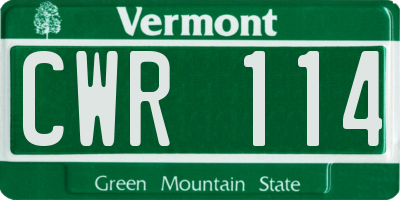 VT license plate CWR114