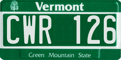 VT license plate CWR126