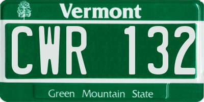 VT license plate CWR132