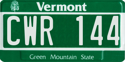 VT license plate CWR144