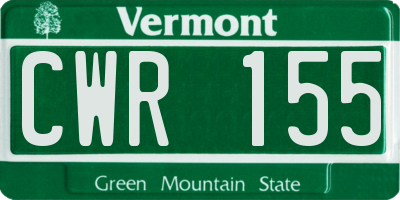 VT license plate CWR155