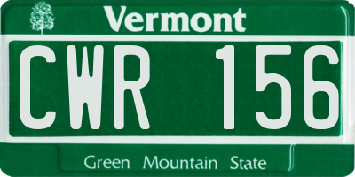 VT license plate CWR156