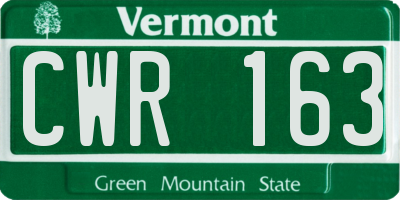 VT license plate CWR163