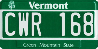 VT license plate CWR168