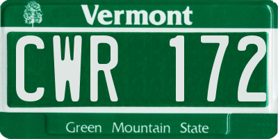VT license plate CWR172