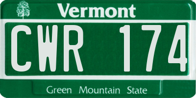 VT license plate CWR174