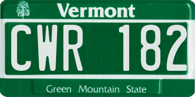 VT license plate CWR182