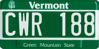 VT license plate CWR188