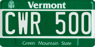 VT license plate CWR500