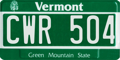 VT license plate CWR504