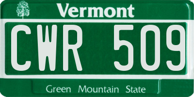 VT license plate CWR509