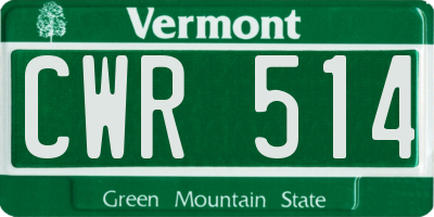 VT license plate CWR514