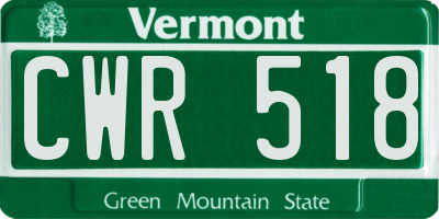 VT license plate CWR518