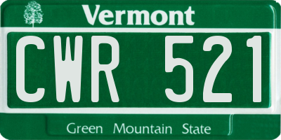 VT license plate CWR521