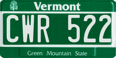 VT license plate CWR522