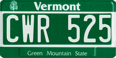 VT license plate CWR525