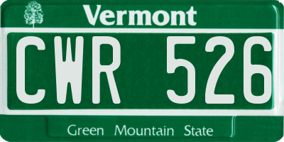 VT license plate CWR526