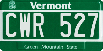 VT license plate CWR527