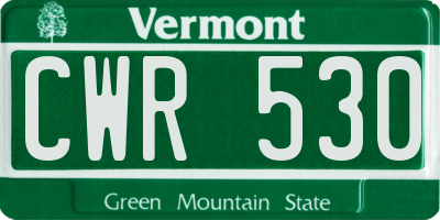 VT license plate CWR530