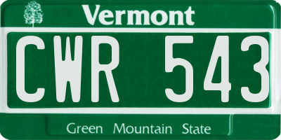 VT license plate CWR543