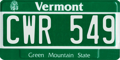 VT license plate CWR549
