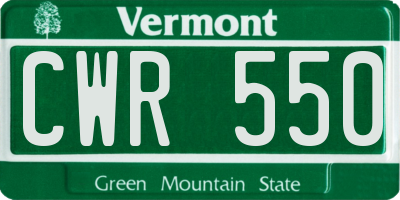 VT license plate CWR550