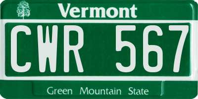 VT license plate CWR567