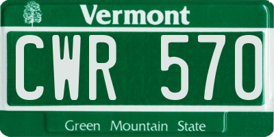 VT license plate CWR570