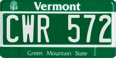 VT license plate CWR572