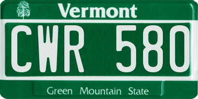 VT license plate CWR580