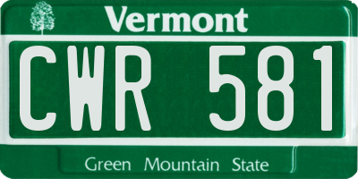 VT license plate CWR581
