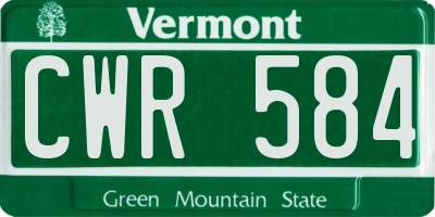 VT license plate CWR584