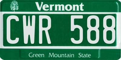 VT license plate CWR588