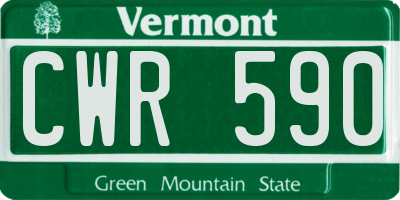 VT license plate CWR590