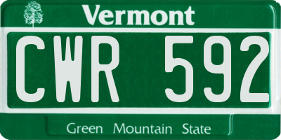 VT license plate CWR592