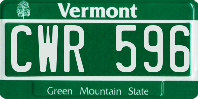 VT license plate CWR596